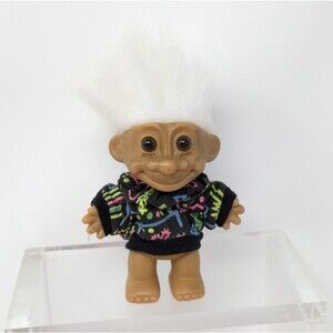 Vintage RUSS Troll Doll with Shirt and Short White Hair
